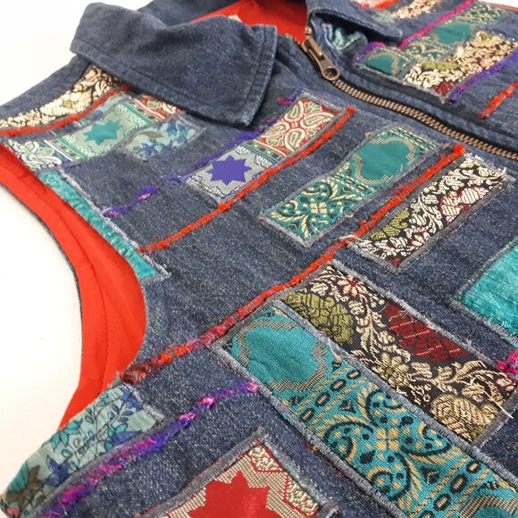 Coldwater Creek Vintage Patchwork Denim Vest - Picture 3 of 14